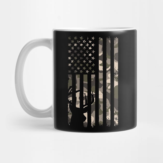 Deer Hunting Camouflage American Flag by Etopix